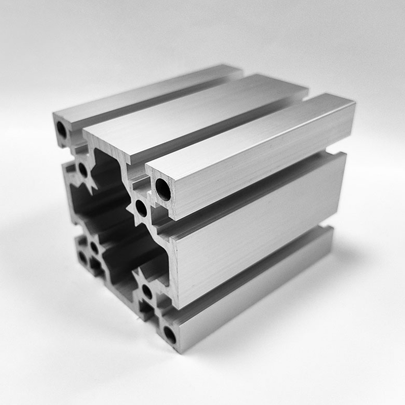 HS-8-8080G Industriell aluminiumsprofil fortykket firkantet spor, 80 kvadratisk sølv robust fast aluminium