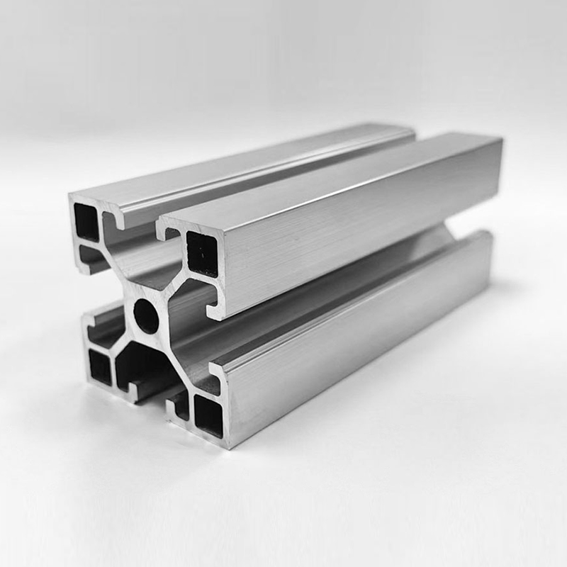 HS-8-4040F Økonomisk T-spor 4040 aluminiumsprofil, 2,0 mm veggtykkelse, 14 mm dyp spor, sølv industrialuminium