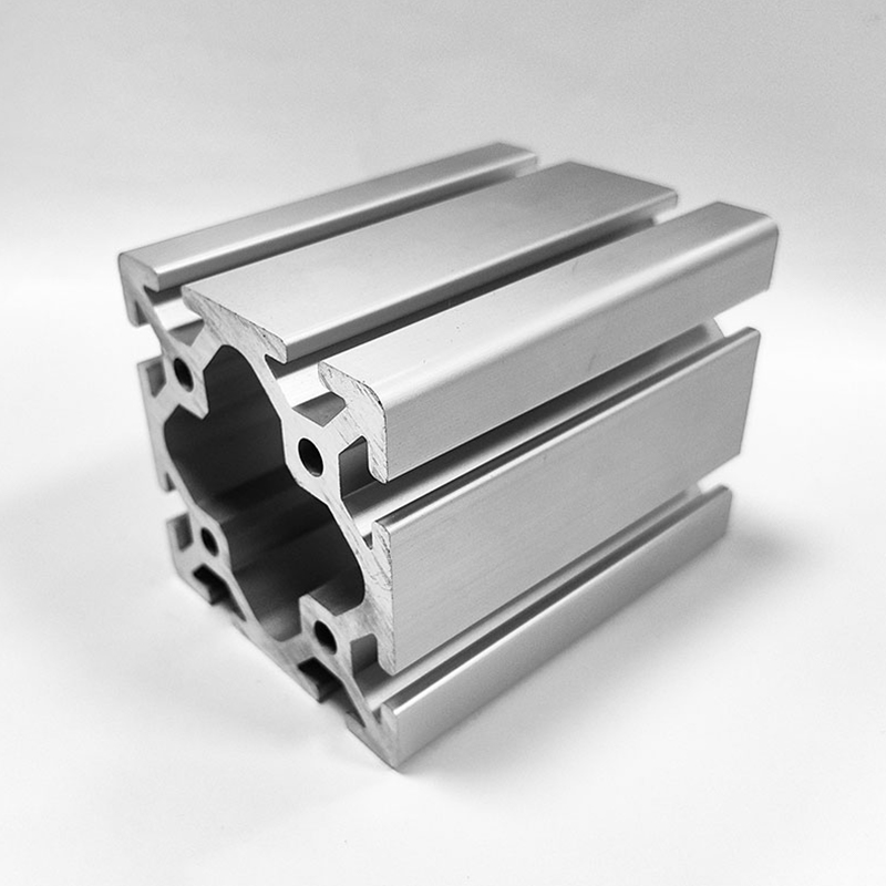 HS-8-8080W ekstra tykk vegg T-spor Industriell aluminiumsprofil, 80 kvadratisk sølv aluminium med ekstra tung belastning